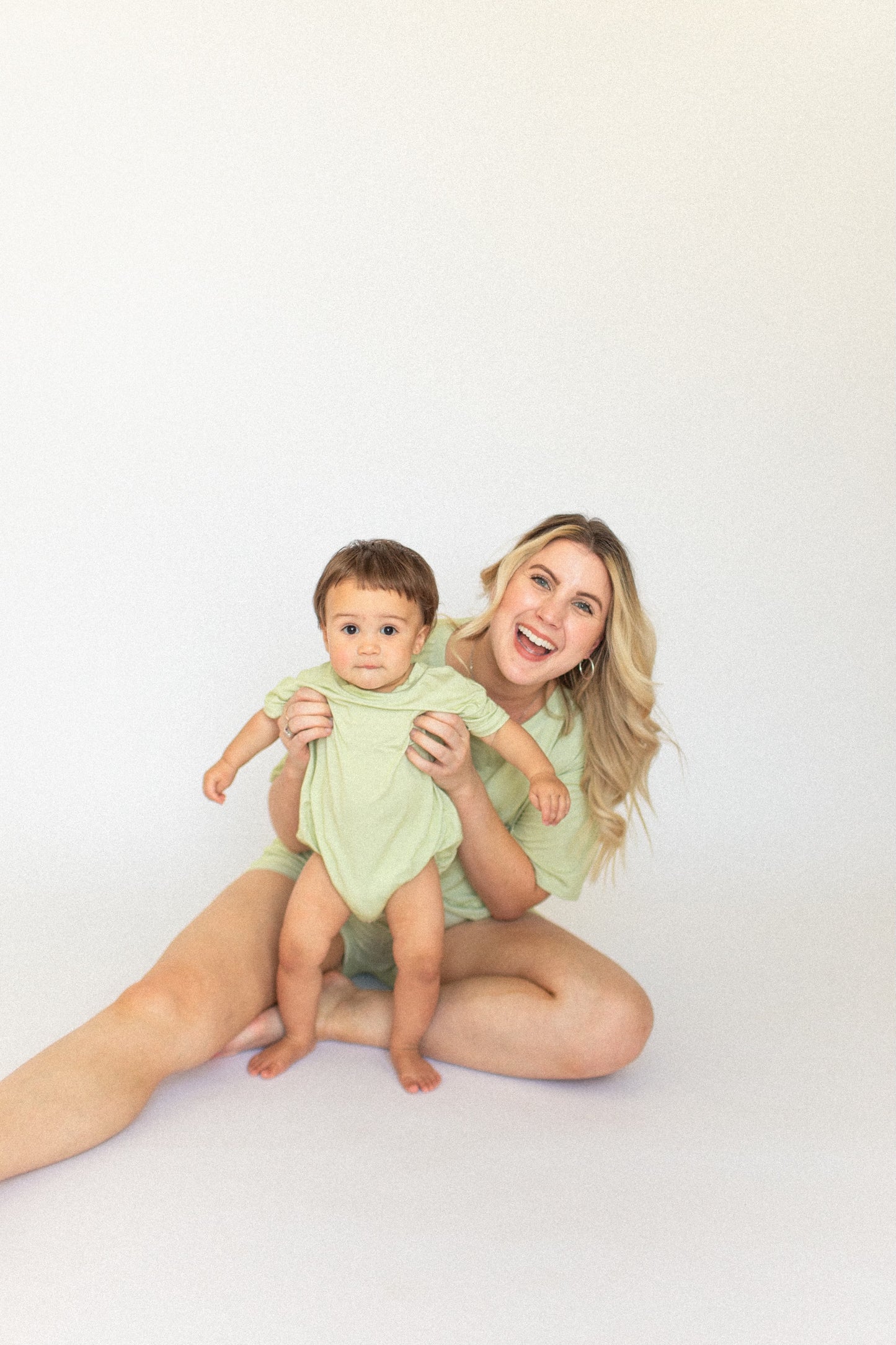 Muted Lime Bamboo Bubble Romper