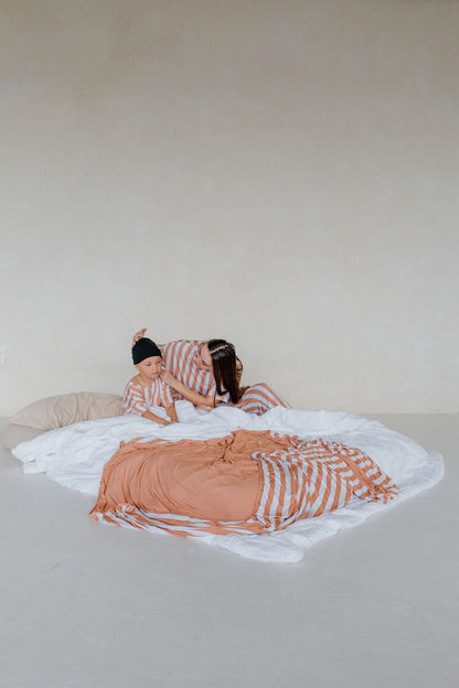 Pumpkin stripe bamboo blanket one size